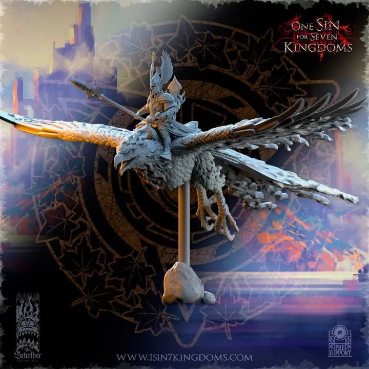 The Beholder miniatures- Hauts elfes - Seigneur sur phoenix (Socle carré, 28mm)