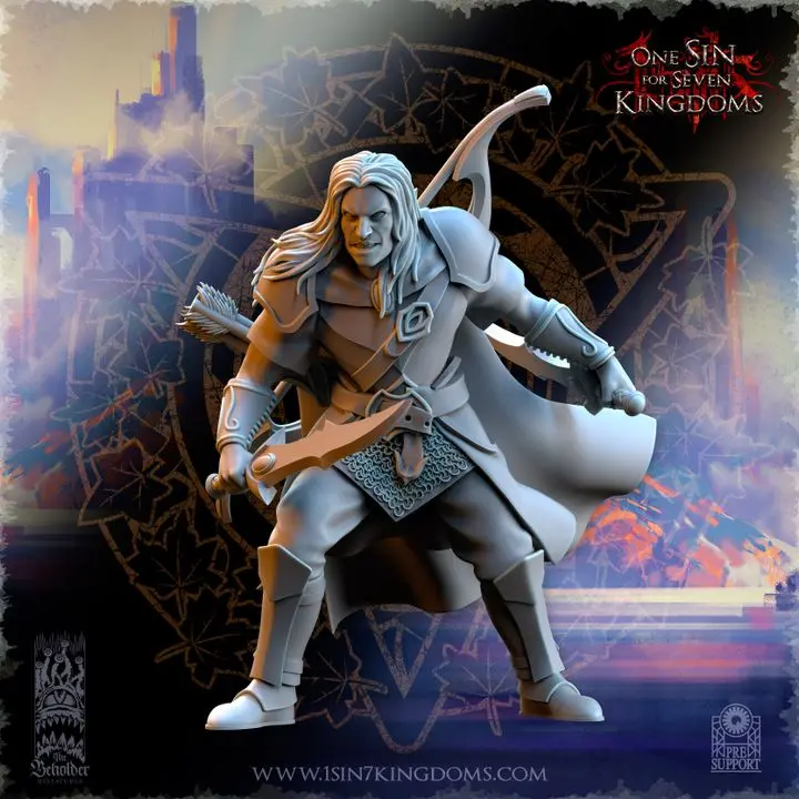 The Beholder miniatures- Hauts elfes - Usunaar Capitaine des ombres (Socle carré, 28mm)