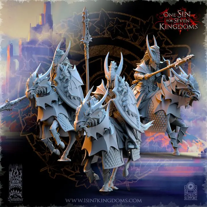 The Beholder miniatures- Hauts elfes - Chevaliers Dragons (Socle carré, 28mm, Par 10)