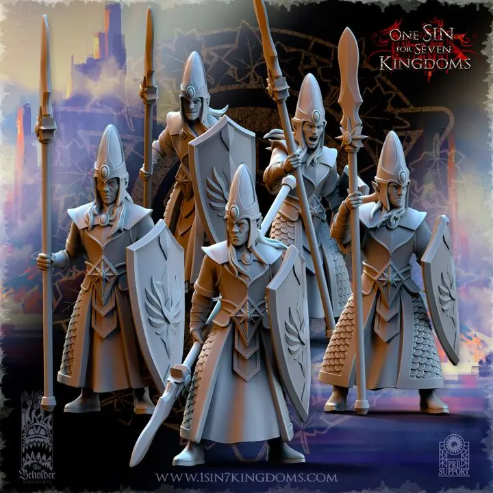 The Beholder miniatures- Hauts elfes - Milice (Socle carré, 28mm, Par 10)