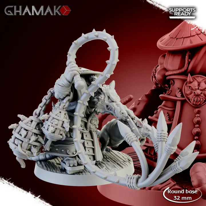 Ghamak - Fantasy - Hommes Rats - Masters of Slaves (Socle carré, 28mm)