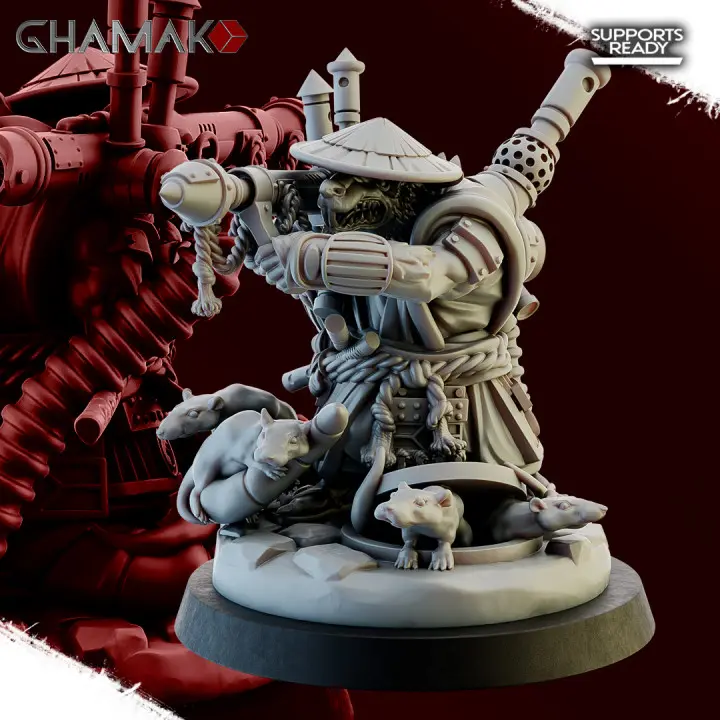 Ghamak - Fantasy - Hommes Rats - Sohei Warbringer (Socle carré, 28mm)