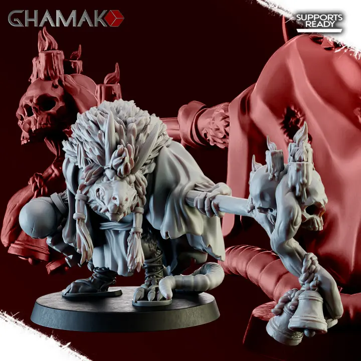 Ghamak - Fantasy - Hommes Rats - Master Sohei Farseer (Socle carré, 28mm)