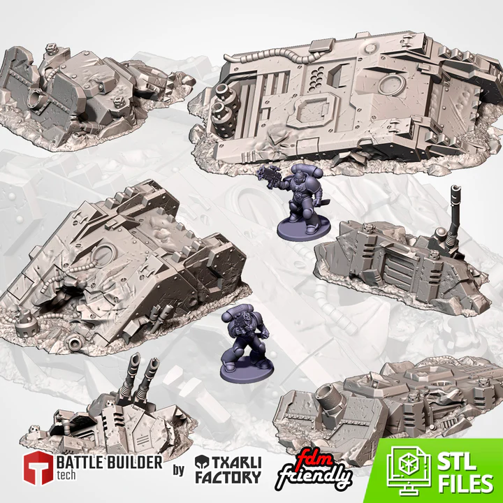 Txarli - Décors Science fiction - Epaves tank (Style 1, 28mm)