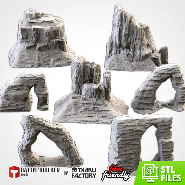 Txarli - Décors Fantasy - Montagnes Désertiques (Style 1, 28mm)