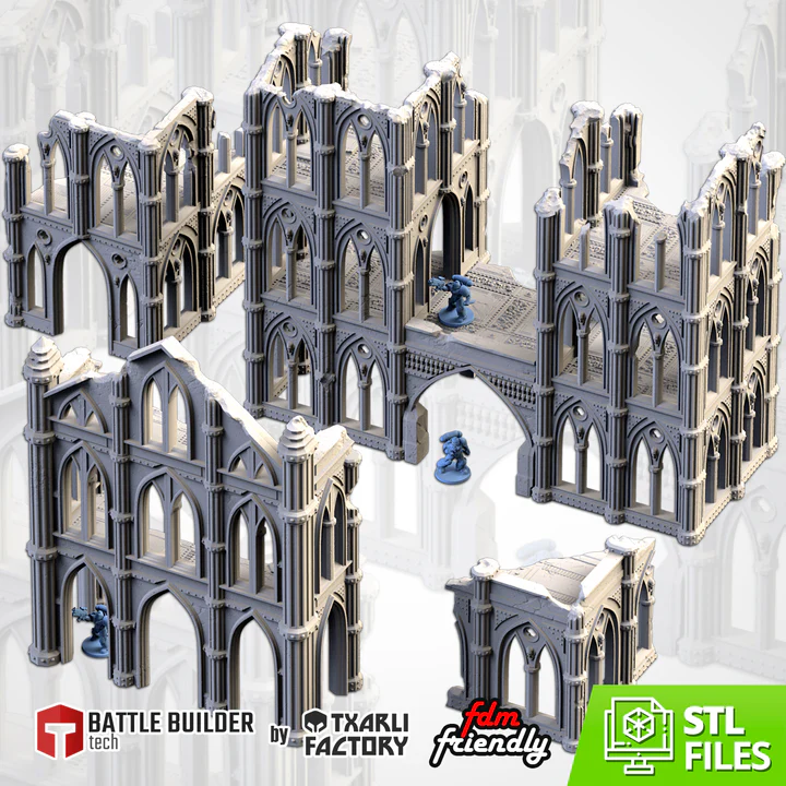 Txarli - Décors Science fiction - Cathédrale ouverte en ruines (Style 1, 28mm)