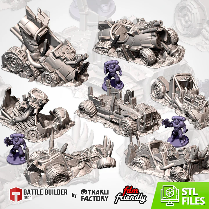 Txarli - Décors Fantasy - Epaves de buggies Ork (Style 1, 28mm)