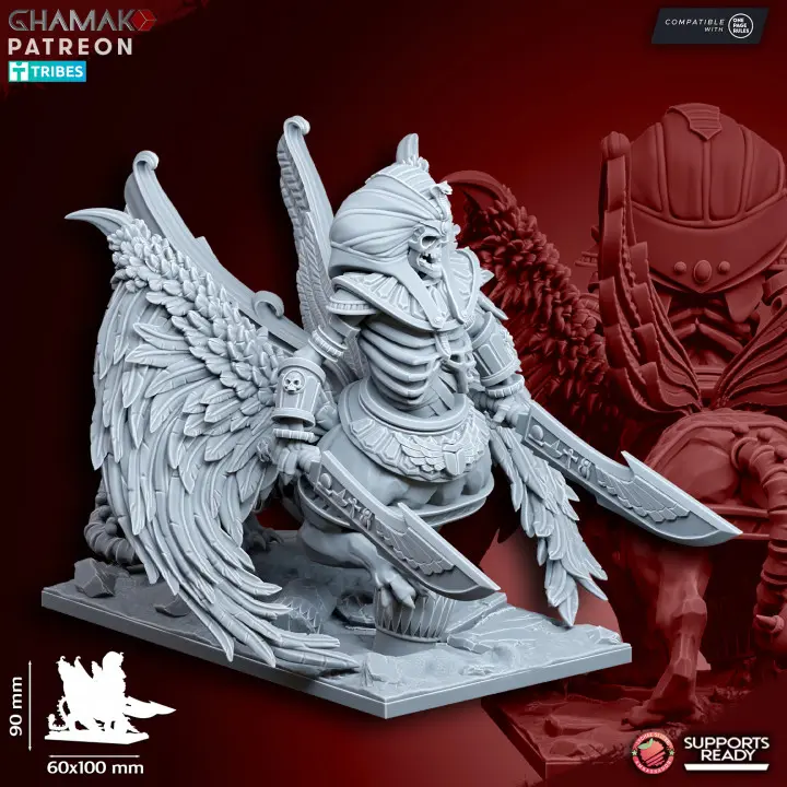 Ghamak - Fantasy - Rois des sables - Sphinx ailé (Socle carré, 28mm)