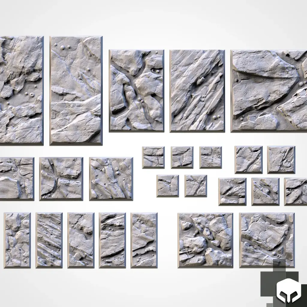 Socles Carrés/ Toppers texturés - Volcanique - Lot de 5