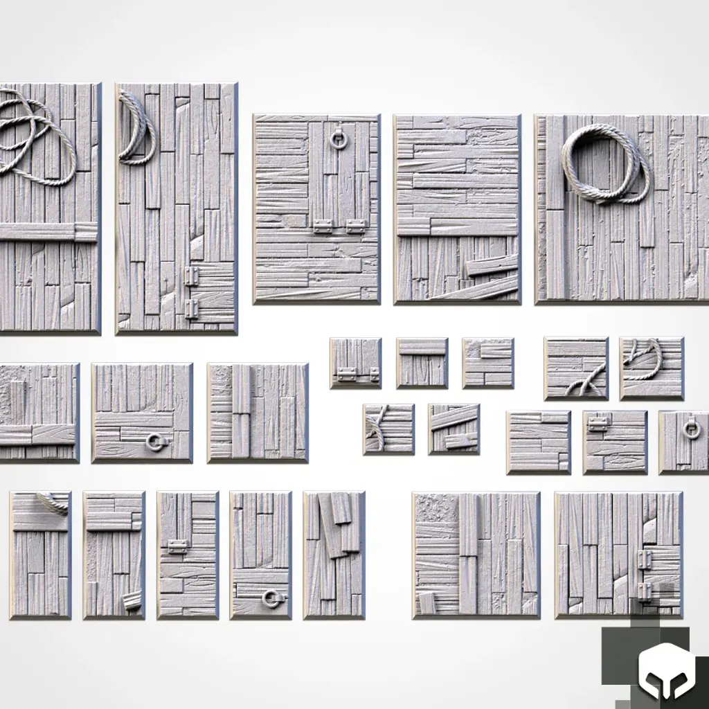 Socles Carrés/ Toppers texturés - Bois - Lot de 5 (20X20)