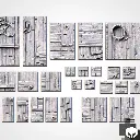 Socles Carrés/ Toppers texturés - Bois - Lot de 5