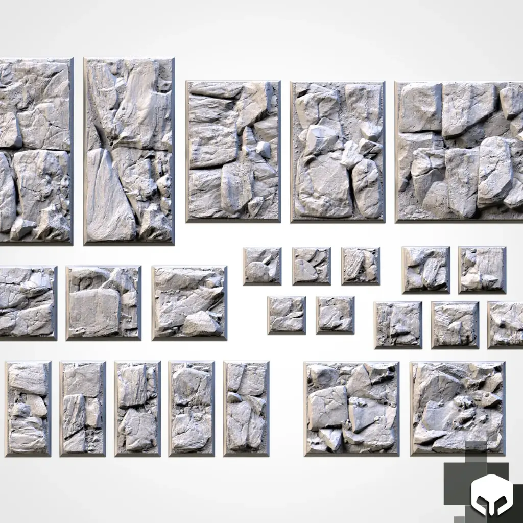 Socles Carrés/ Toppers texturés - Rocailleux - Lot de 5 (20X20)