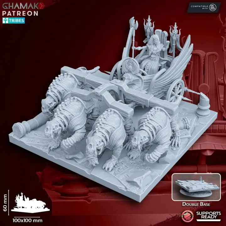 Ghamak - Fantasy - Rois des sables - Roi sur Chariot royal (Socle carré, 28mm)