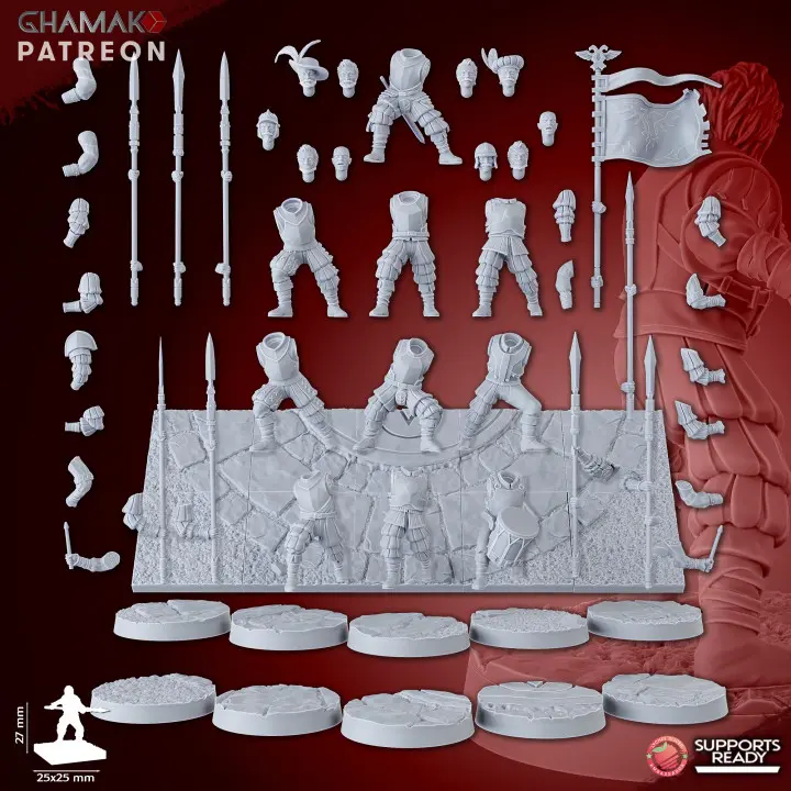 Ghamak - Fantasy - Empire - Lanciers (28mm, Par 10, Avec Etat major complet (EMC), Socle carré)