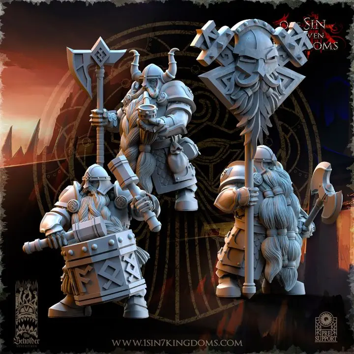 The Beholder miniatures- Nains - Etat major complet légion d'anciens