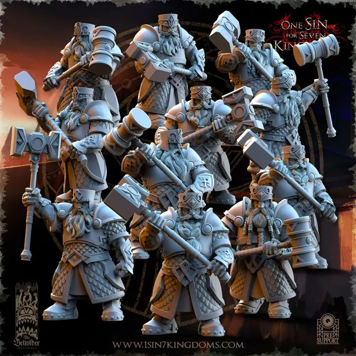 The Beholder miniatures- Nains - Guerriers marteaux