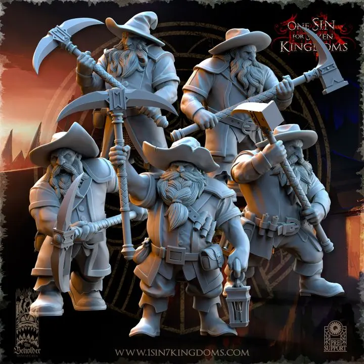 The Beholder miniatures- Nains - Mineurs