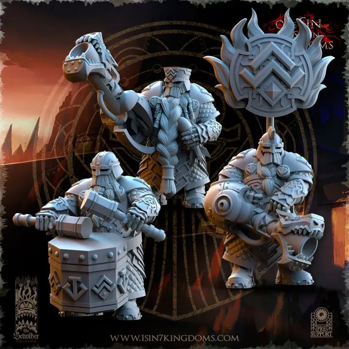 The Beholder miniatures- Nains - Etat major complet snapdragons