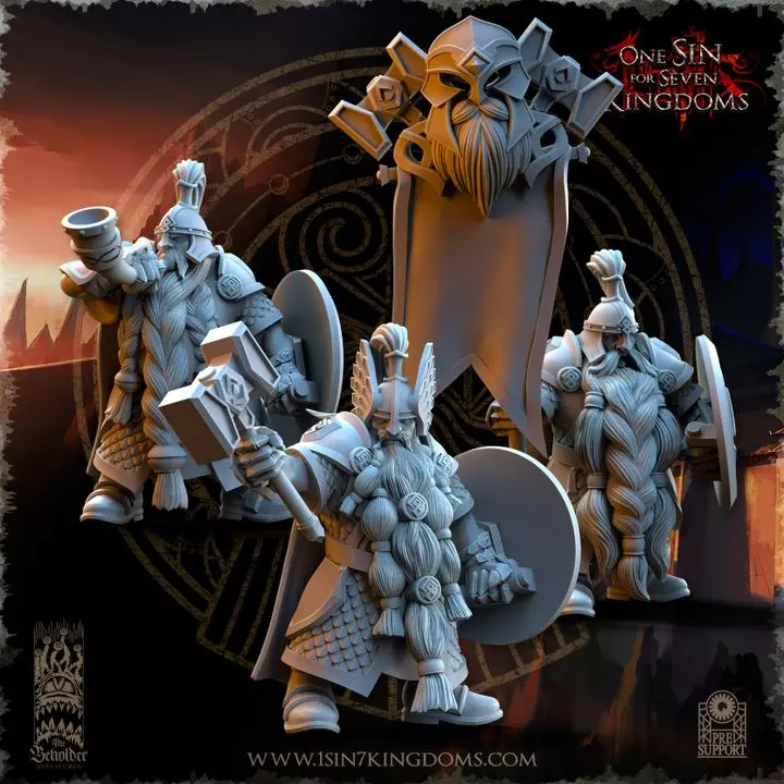 The Beholder miniatures- Nains - Etat major complet nobles