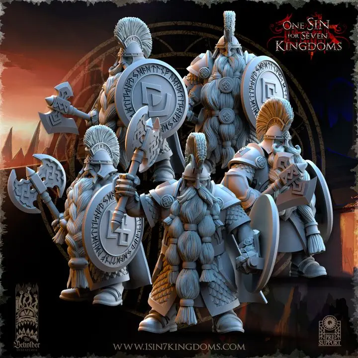 The Beholder miniatures- Nains - Nobles haches boucliers