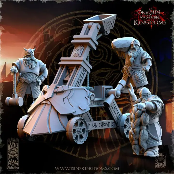The Beholder miniatures- Nains - Catapulte (Socle carré, 28mm)