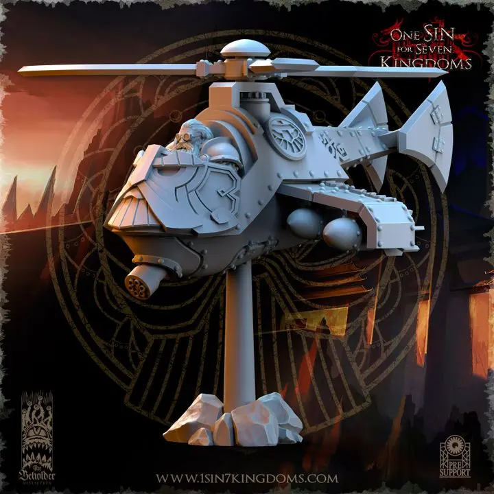 The Beholder miniatures- Nains - Hélico bombardier