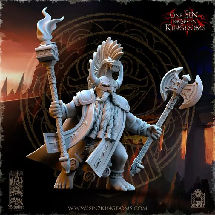 The Beholder miniatures- Nains - Hero nain arme additionnelle (Socle carré, 28mm)
