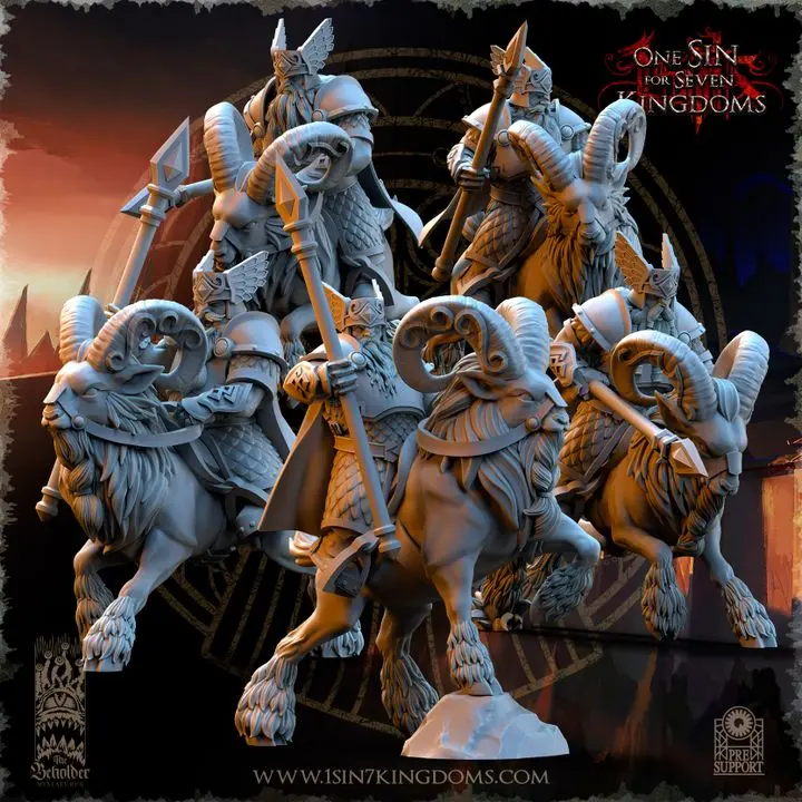 The Beholder miniatures- Nains - Nains sur béliers