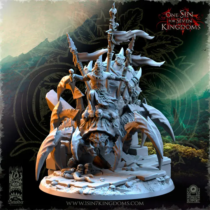 The Beholder miniatures- Orc - Salanaar Orc Shaman sur araignée