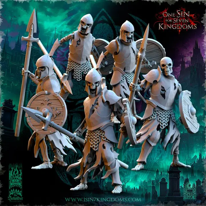 The Beholder miniatures- Vampires - Legion guerriers lances boucliers (Socle carré, 28mm, Par 10)