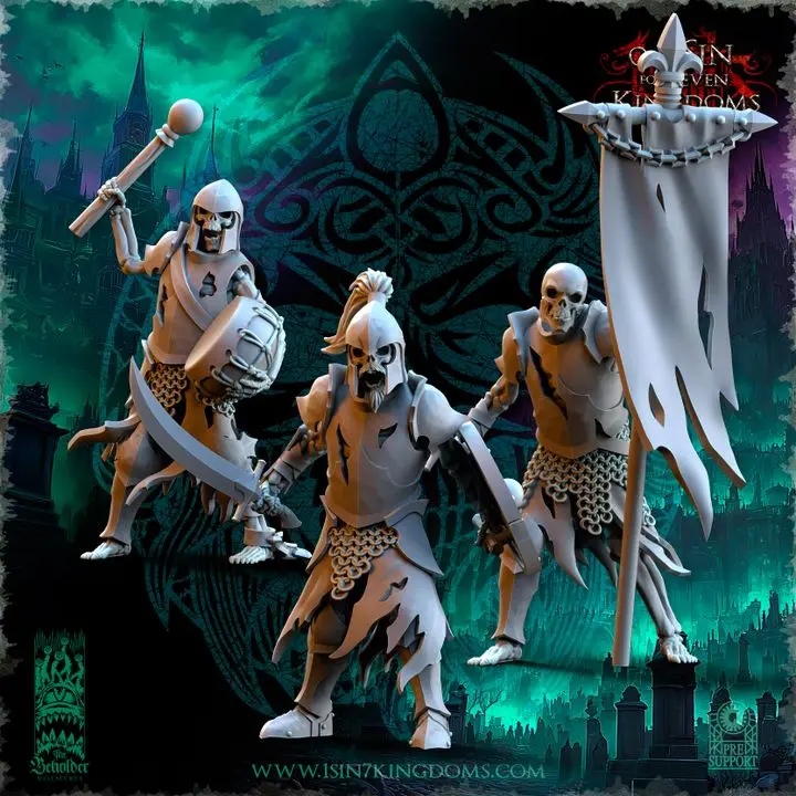 The Beholder miniatures- Vampires - Legion guerriers Etat major complet (Socle carré, 28mm)