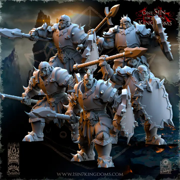 The Beholder miniatures- Orc - Guerriers orc Nestah lances boucliers