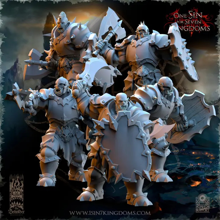 The Beholder miniatures- Orc - Guerriers orc Nestah Armes de base boucliers