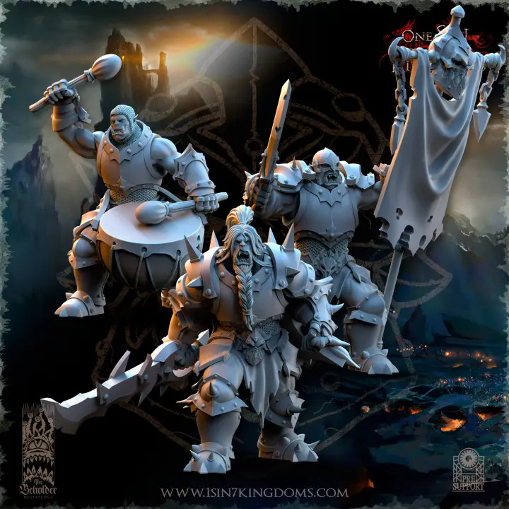 The Beholder miniatures- Orc - Guerriers orc Nestah Etat major complet