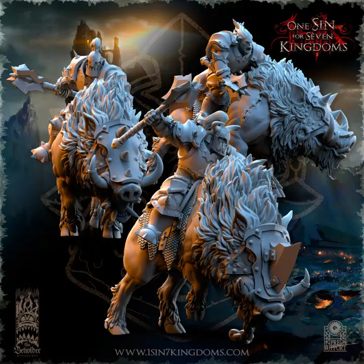 The Beholder miniatures- Orc - Guerriers orc Nestah sur sanglier masse