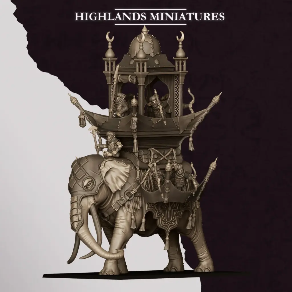Highlands Miniatures - Nains corrompus - Eléphant (28mm, Socle carré)