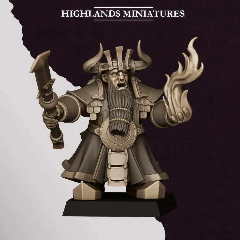Highlands Miniatures - Nains corrompus - Sorcier II (28mm, Socle carré)