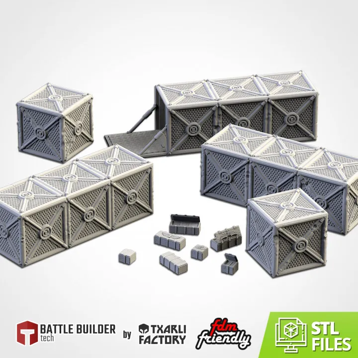 Txarli - Décors Science Fiction - Provisions et conteneurs (Style 1, 28mm)