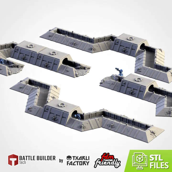 Txarli - Décors Science Fiction - Tranchées SF modulables (Style 1, 28mm)