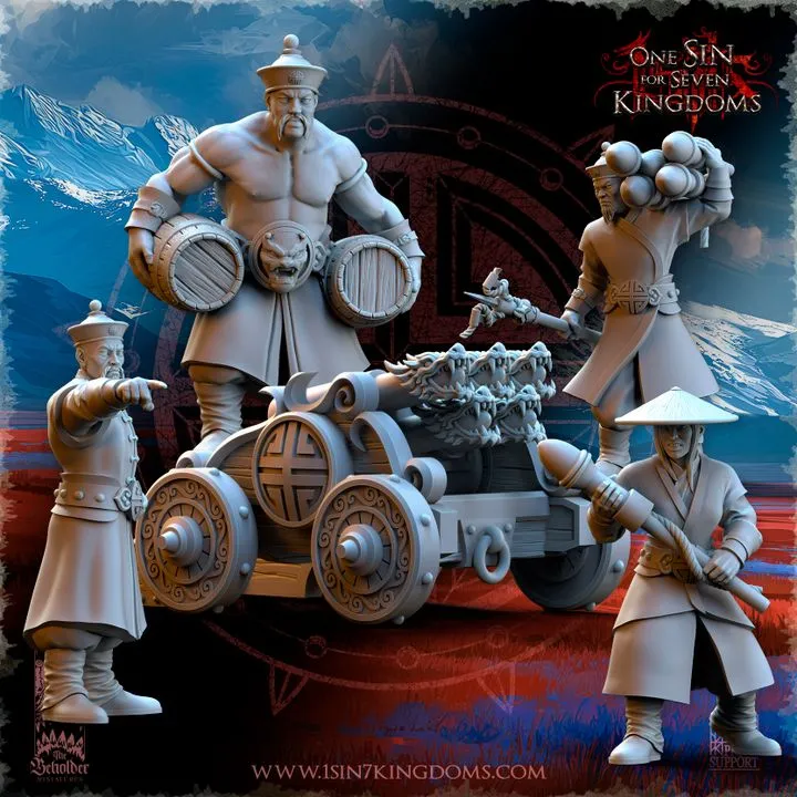 The Beholder miniatures- Astarii - Batterie de rocket avec servants et ogre (Socle carré, 28mm)