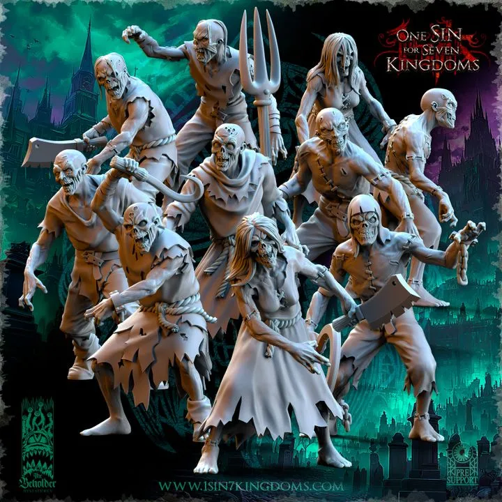 The Beholder miniatures- Vampires - Zombies (Socle carré, 28mm, Par 10)
