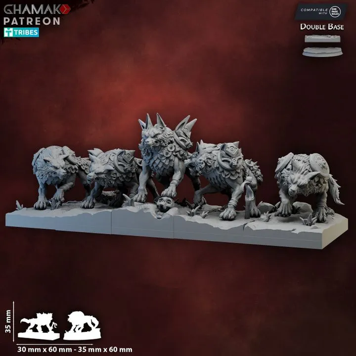 Ghamak - Fantasy  - Pack de loups (Socle carré, 28mm, Par 10)