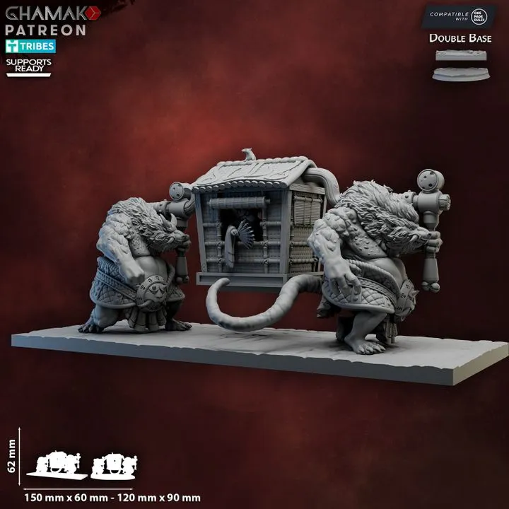 Ghamak - Fantasy - Hommes Rats - Train de bagage (Socle carré, 28mm)