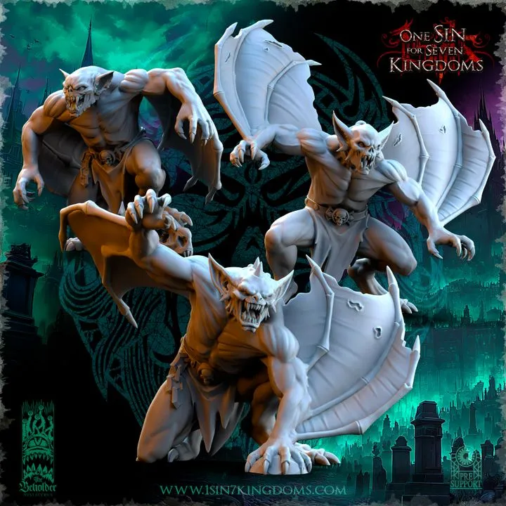 The Beholder miniatures- Vampires - Chauves souris géantes X3 (Socle carré, 28mm)