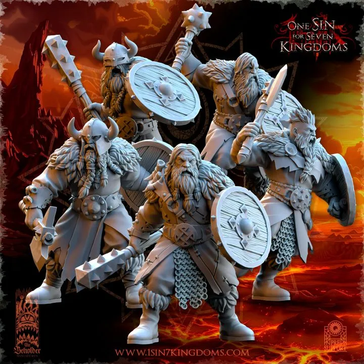 The Beholder miniatures- Guerriers corrompus - Guerriers nordiques (Socle carré, 28mm, Par 10)
