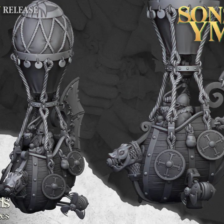 Highlands Miniatures - Machine volante naine type Bombardier (28mm, Socle carré)