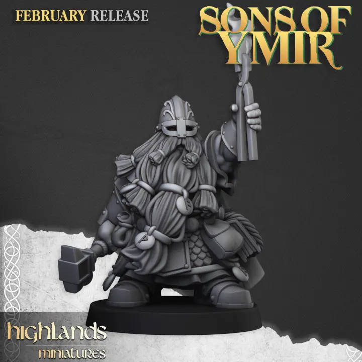 Highlands Miniatures - Maîtres des runes nains  (28mm, Socle carré)