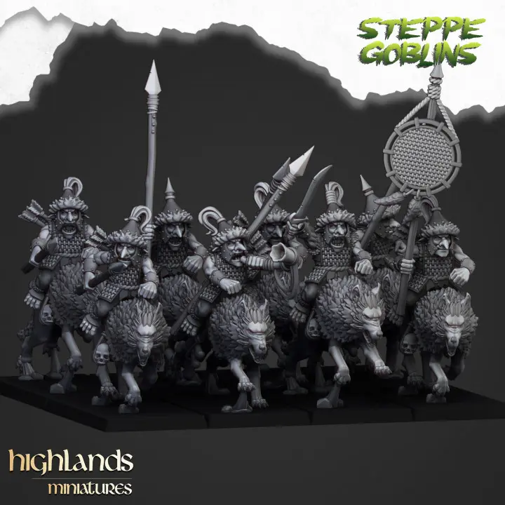 Highlands Miniatures - Gobelins des steppes montés sur loups