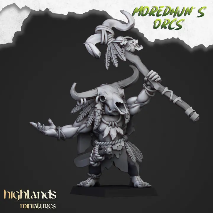 Highlands Miniatures - Shaman orc des cavernes
