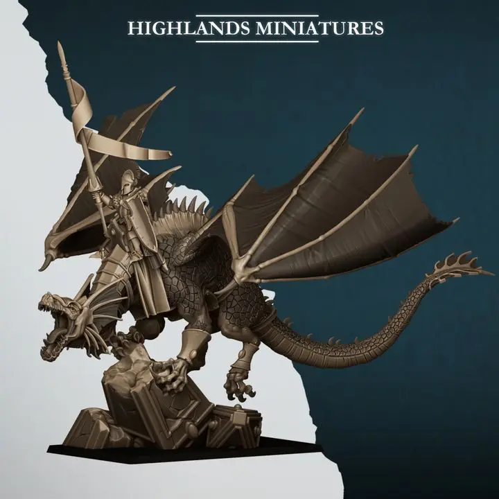 Highlands Miniatures - Seigneur sur dragon Haut elfe